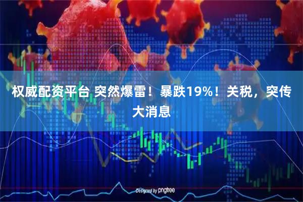 权威配资平台 突然爆雷！暴跌19%！关税，突传大消息