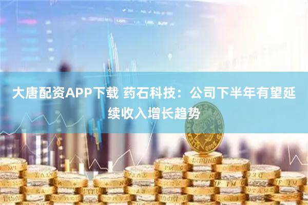 大唐配资APP下载 药石科技：公司下半年有望延续收入增长趋势