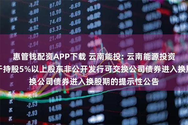 惠管钱配资APP下载 云南能投: 云南能源投资股份有限公司关于持股5%以上股东非公开发行可交换公司债券进入换股期的提示性公告